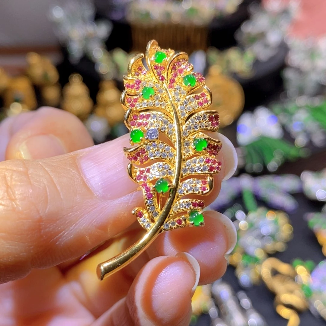 吊坠(不含链)银S925镶嵌翡翠