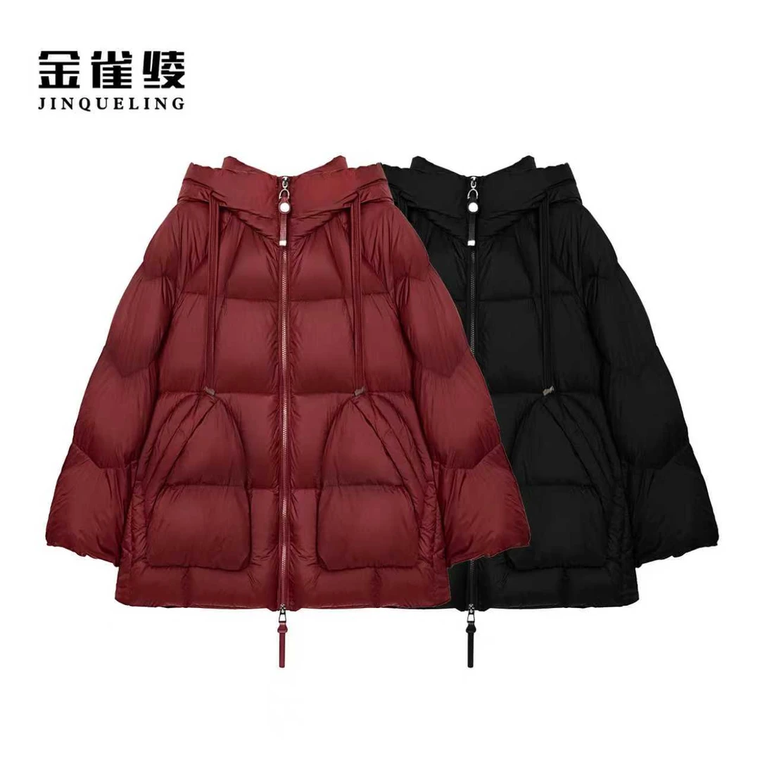 金雀绫【马卡鲁】95白鹅绒厚款纯色泡芙加宽加大羽绒服SZA4YY728