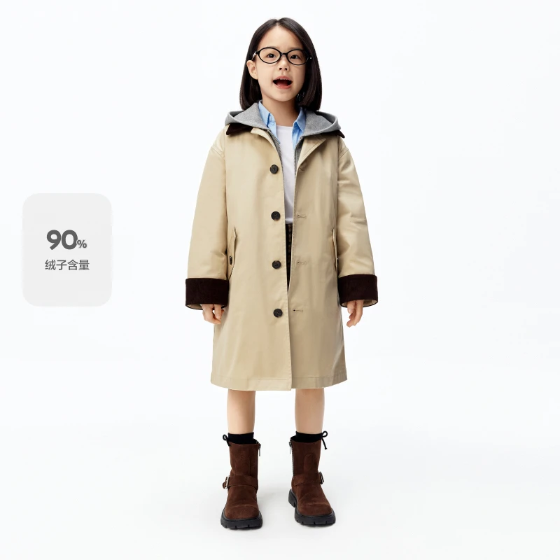 亲子装-90绒littlemoco童装25冬装新款男女童长款羽绒服外套