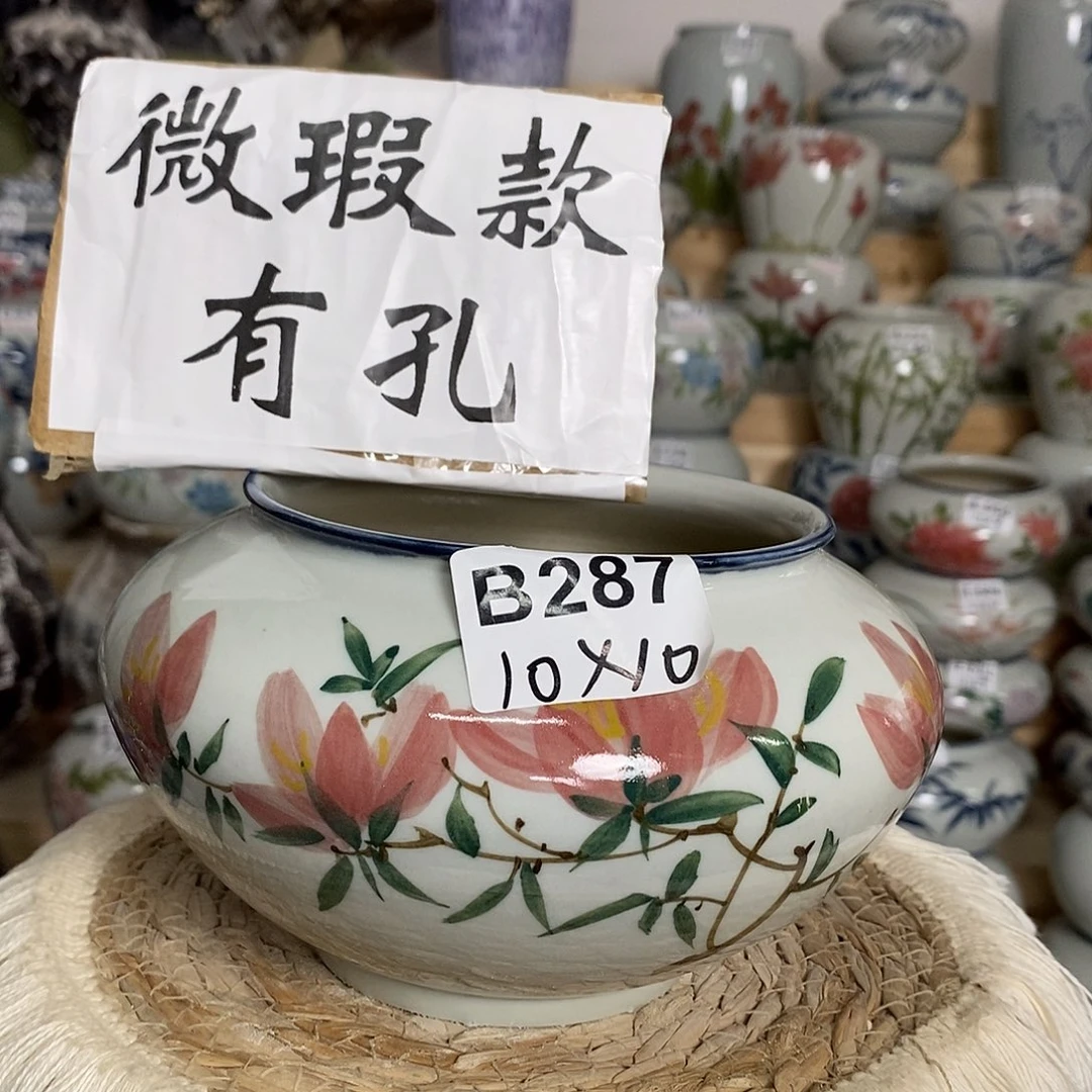 景德镇纯手工陶瓷花盆B287 口不圆