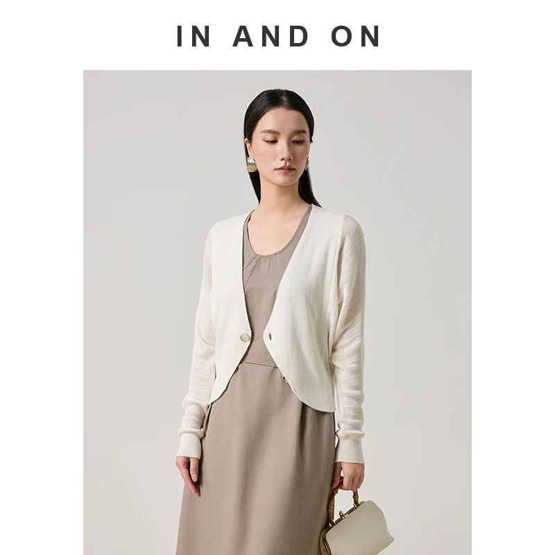 IN AND ON  清风序100%莱赛尔钩花针织开衫 54587