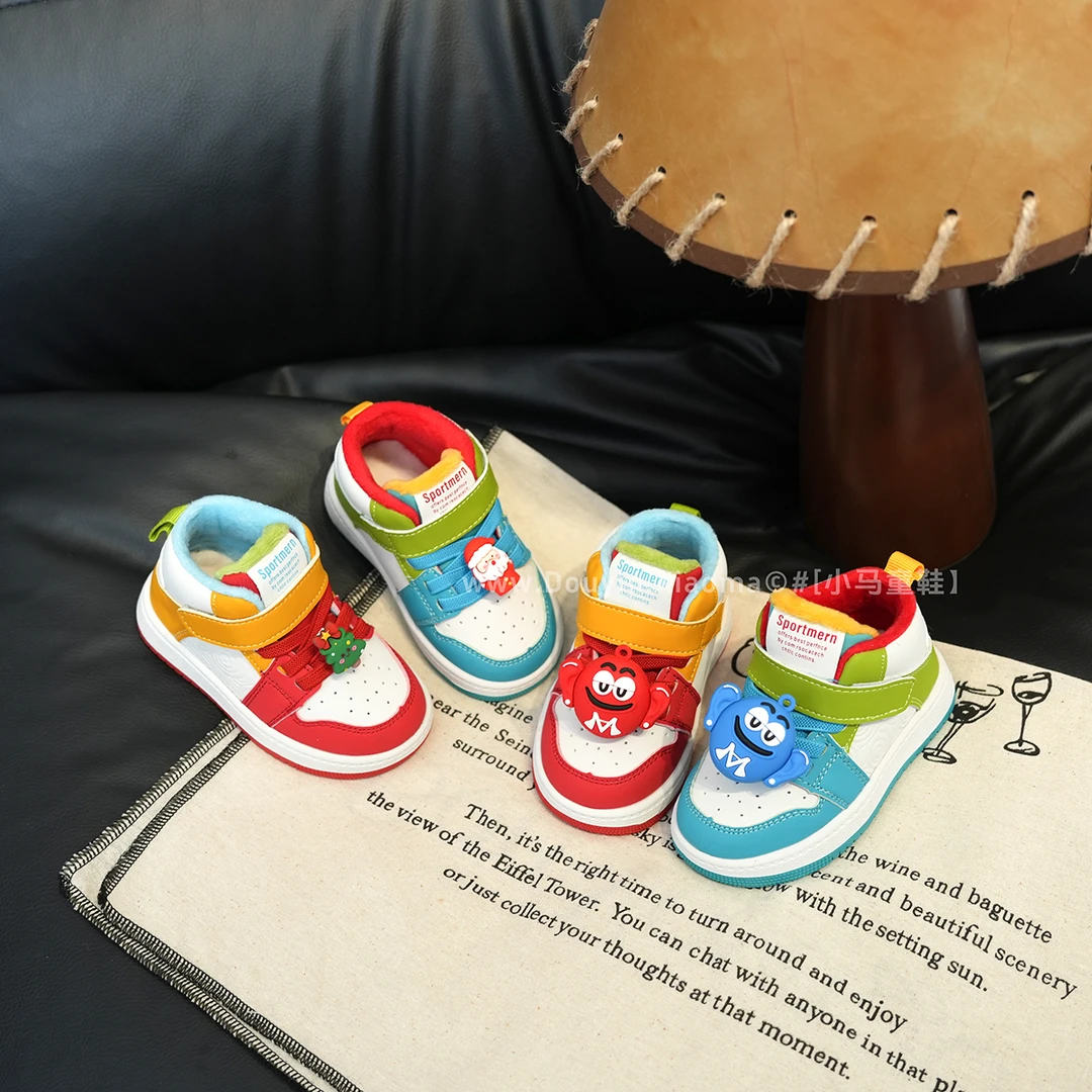 婴儿学步鞋男宝冬鞋软底宝宝鞋子加绒保暖女小童棉鞋儿童运动板鞋