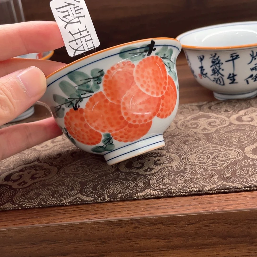 釉下手绘茶具微瑕
