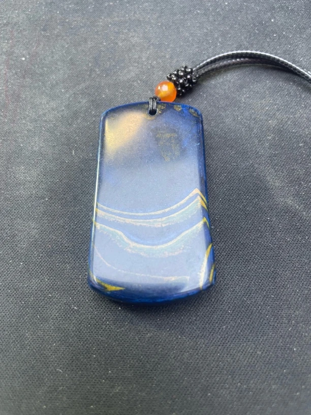 天然玛瑙时尚百搭金玉蓝金玛瑙无事牌吊坠（多样性拍一发一）