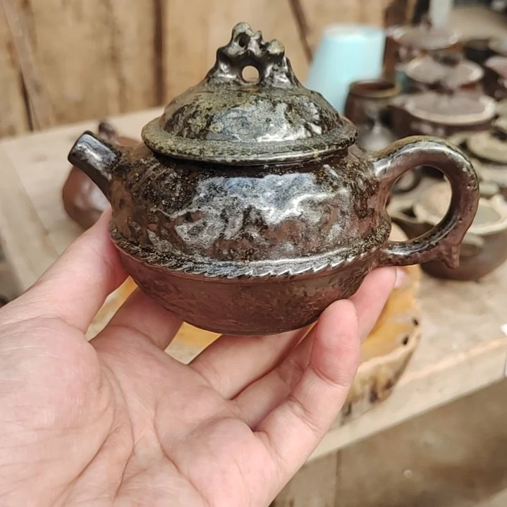 坭兴陶纯柴烧全手工重釉茶壶130C