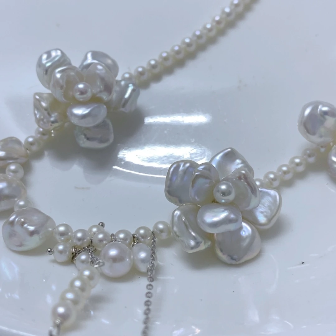 ζ***އ项链合金淡水珍珠4/1段价