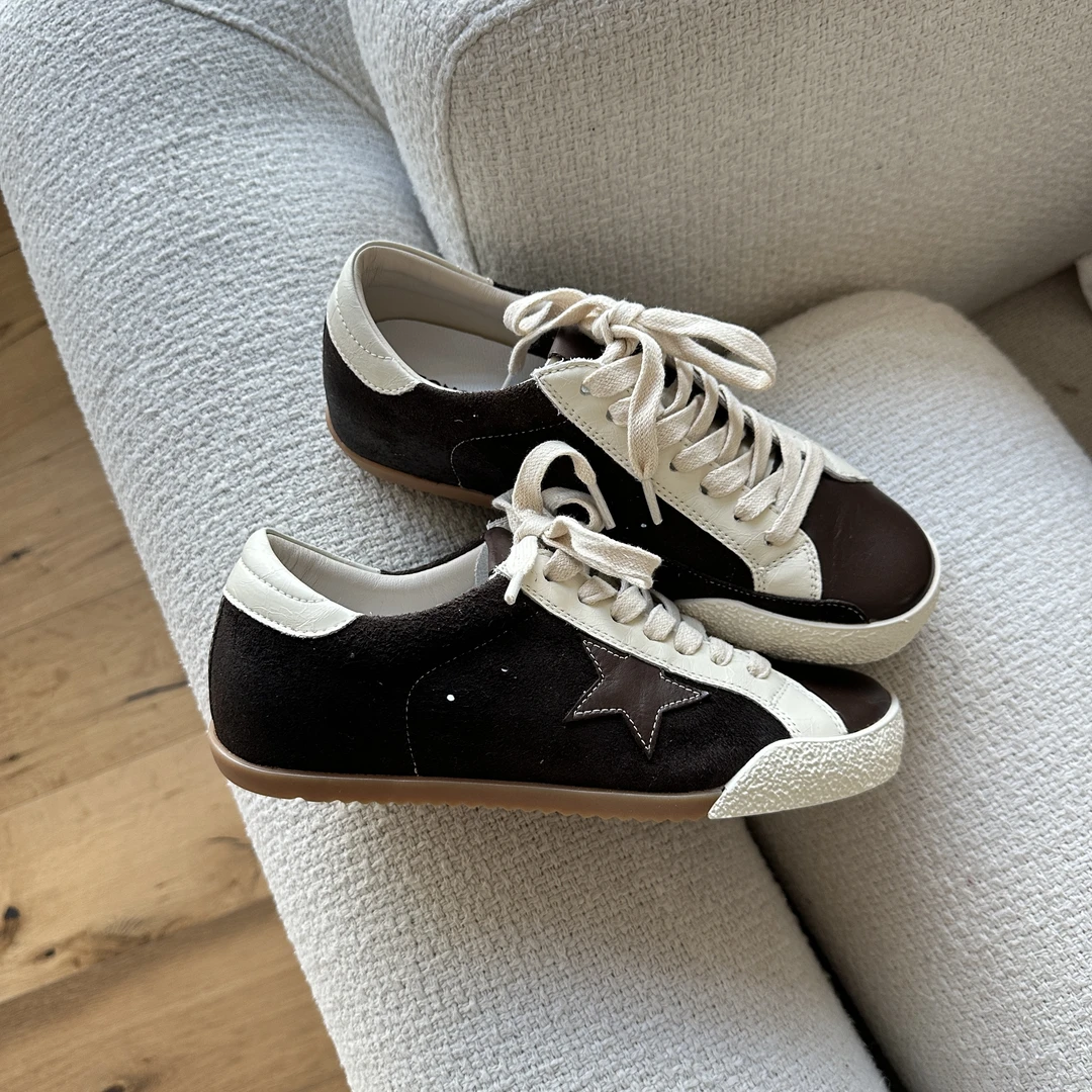 ShinyMuse缪斯定制高端牛皮真皮美式老钱复古超软星星板鞋