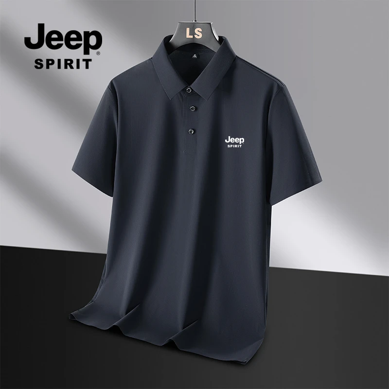 JEEPSPIRIT休闲大码短袖夏季半袖冰丝透气Polo衫免烫运动T恤男女