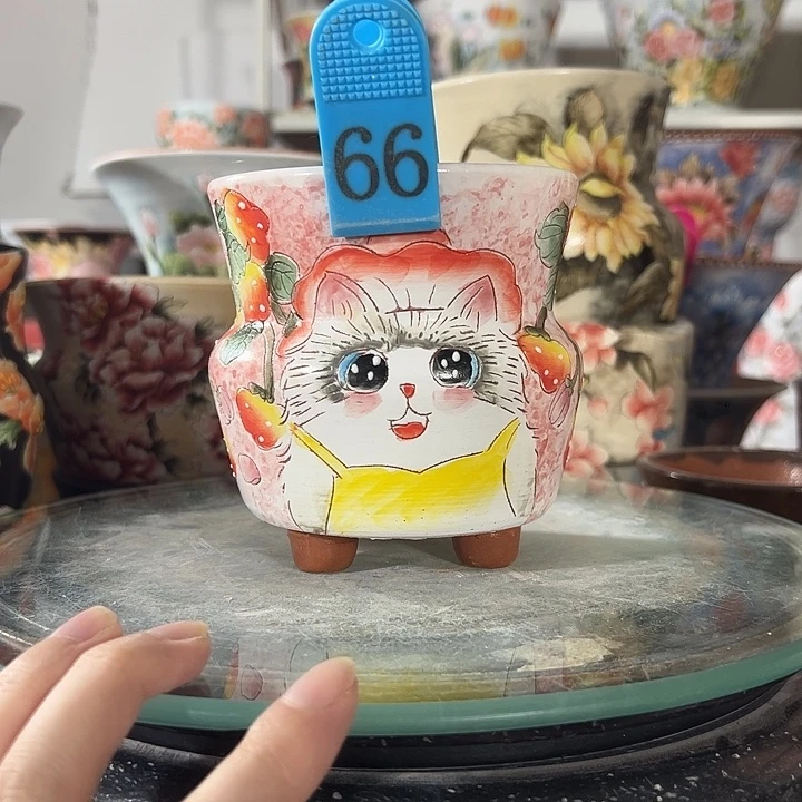 景德镇幸运花盆手绘韩式花盆