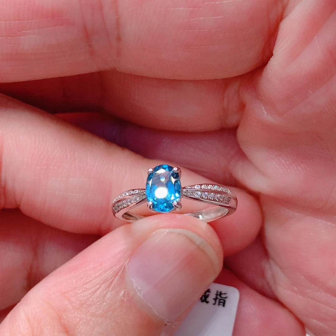 托帕石戒指银S925镶嵌