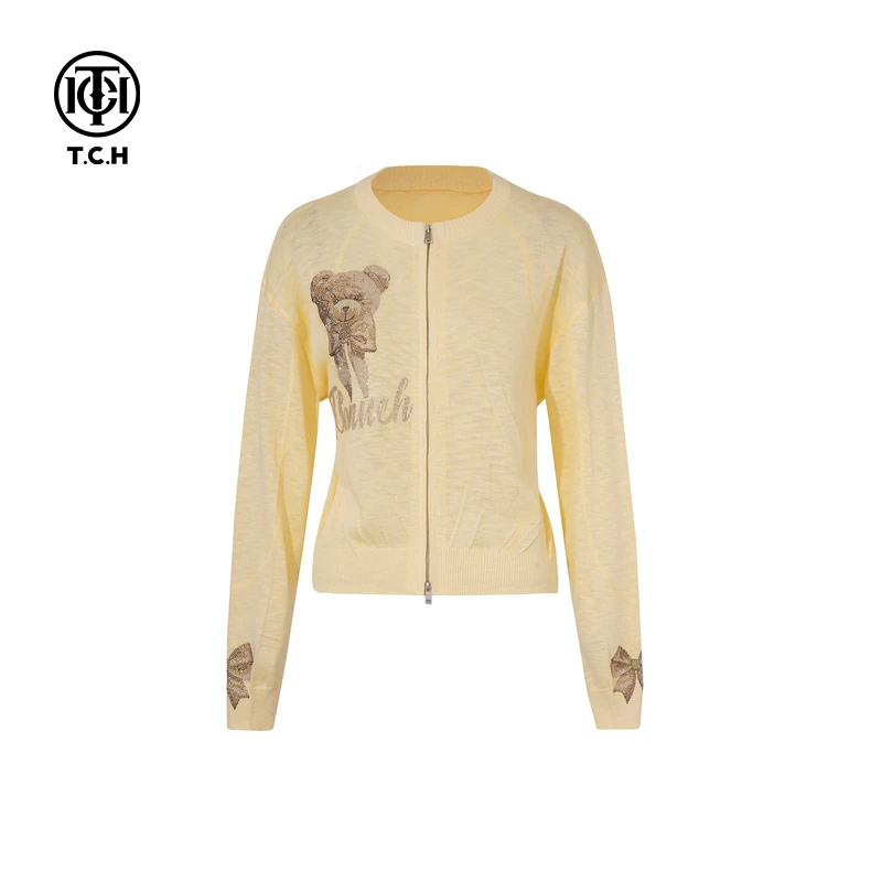 TCH私服烫钻工艺时尚休闲百搭气质拉链衫女T75A17E5030轻奢tch