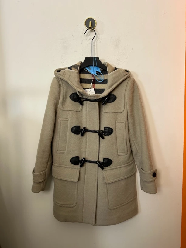 95新 BURBERRY/博柏利 Burberry米灰色牛角扣大衣95新 微瑕