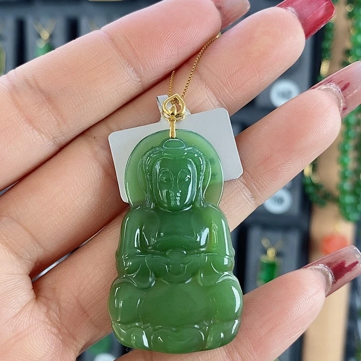 和田玉吊坠(赠链)18K金镶嵌