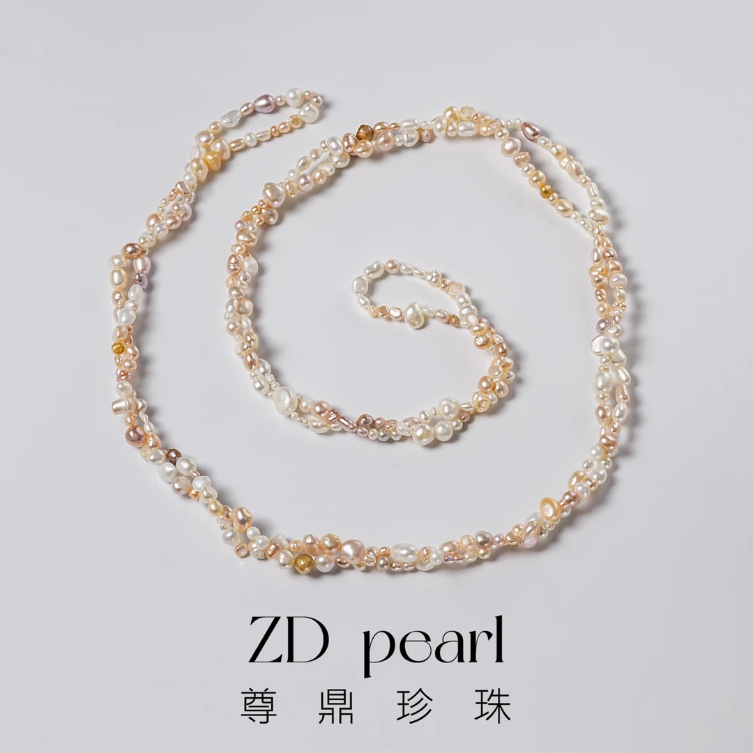 【Nami】尊鼎珍珠-淡水珍珠野生keshi混彩毛衣链-3-7mm-Nami
