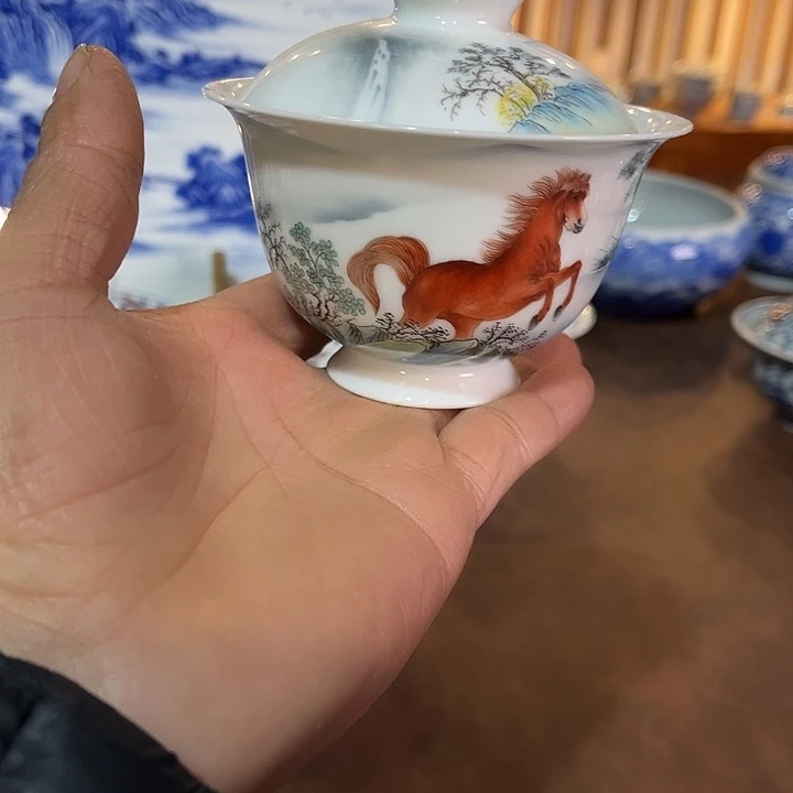 錡镇堂手工手绘绘盖碗