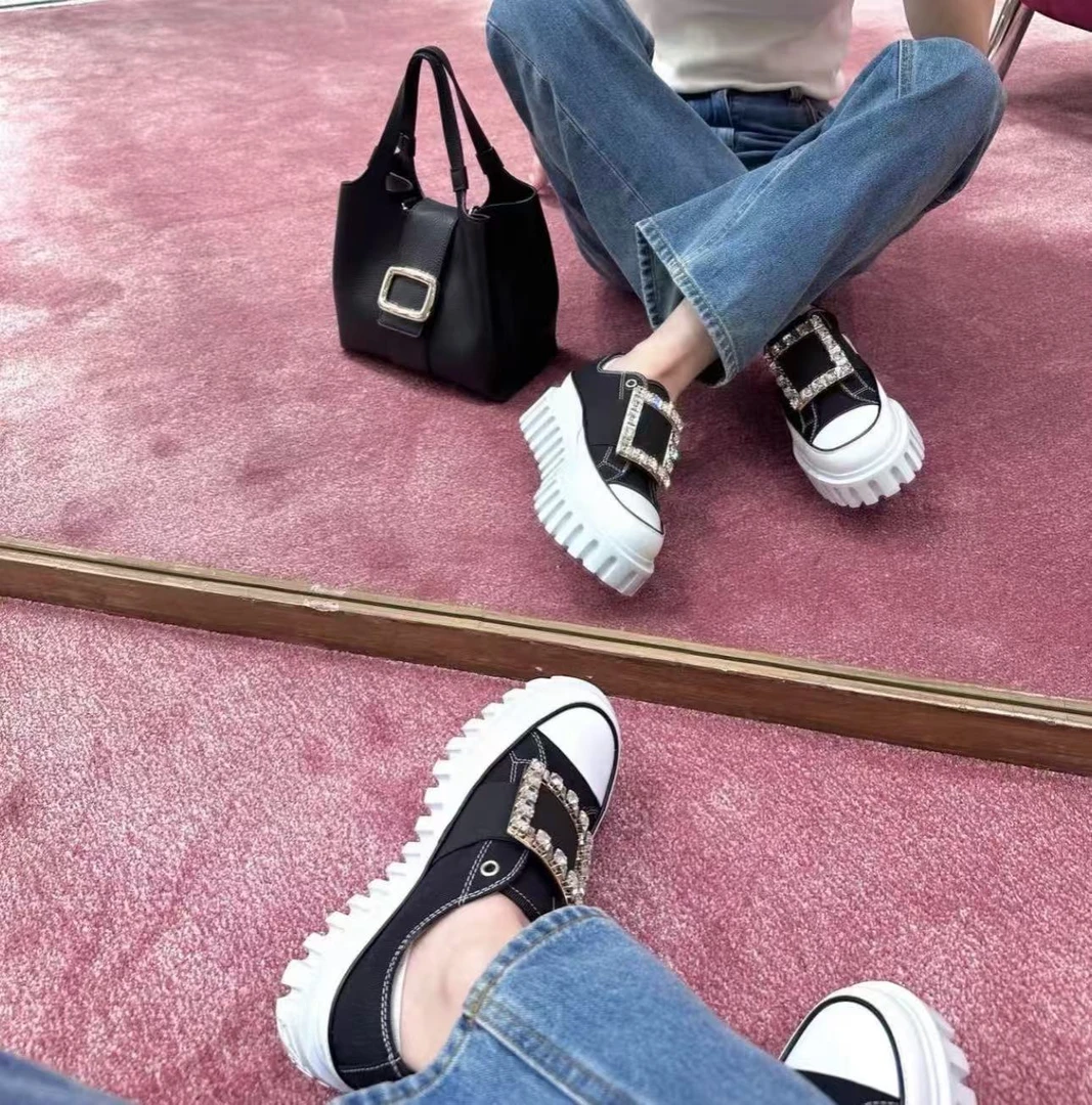 未使用 Roger Vivier/罗杰·维威耶 /六六/女款牛仔方钻厚底鞋