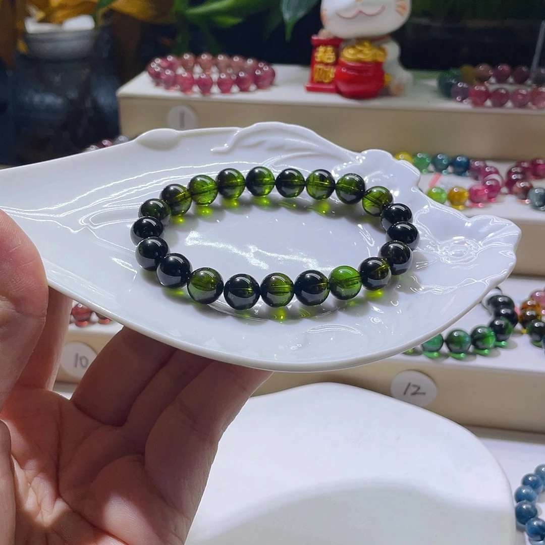 未镶嵌碧玺手链福利款老矿绿油亮体9.3左右