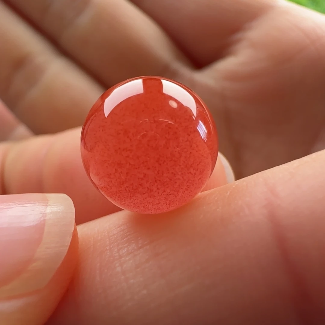 O***E南红玛瑙未镶嵌圆珠：11.4正水红 满细砂 无纹  干净