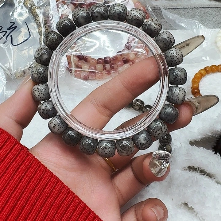 星月菩提手串352高端黑灰星月菩提10桶单圈