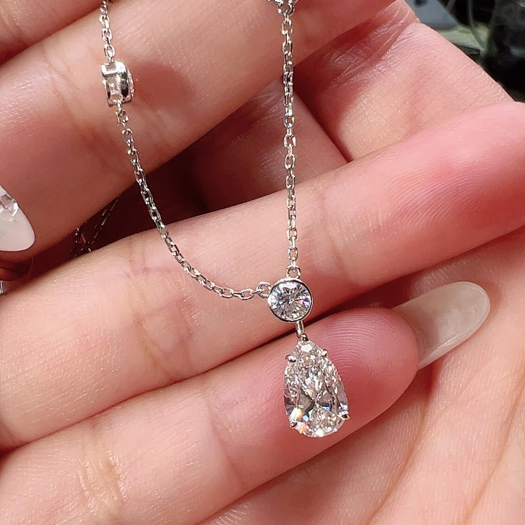 实验室培育钻石18K金镶嵌颈饰