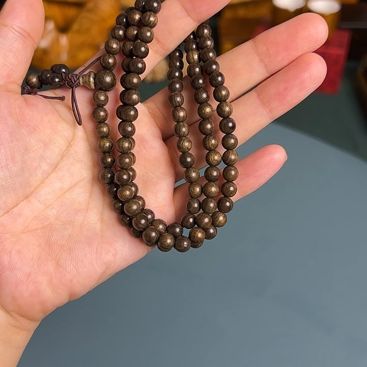 金丝楠金丝楠木0.6cm108颗手串阴沉乌木