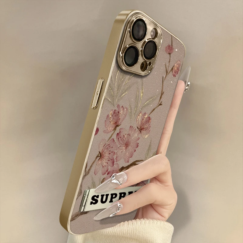 复古素描画适用苹果16pro手机壳小羊皮网红同款高颜值数码配件ins