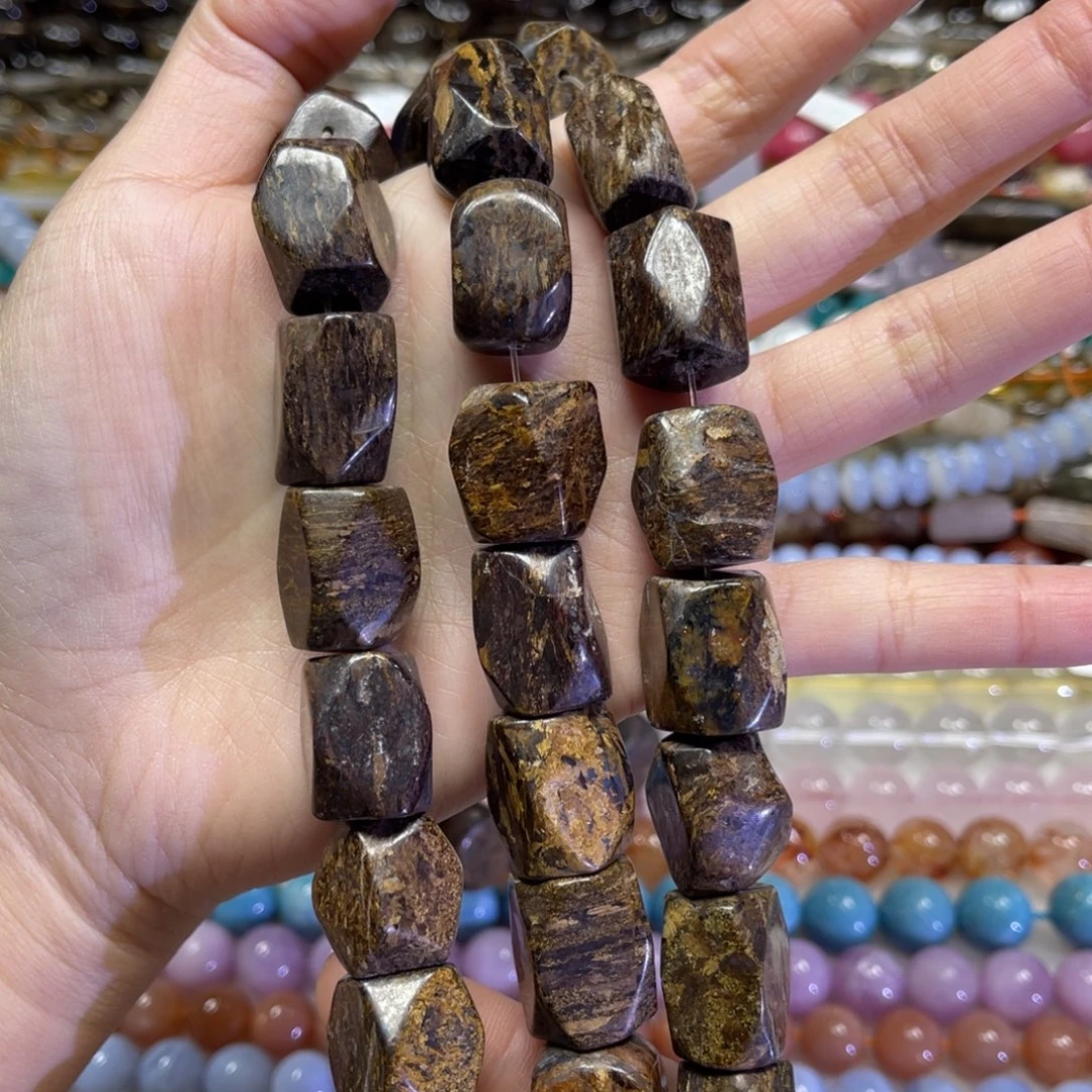 玛瑙/玉髓散珠天然古铜辉卡14到15长条38厘米