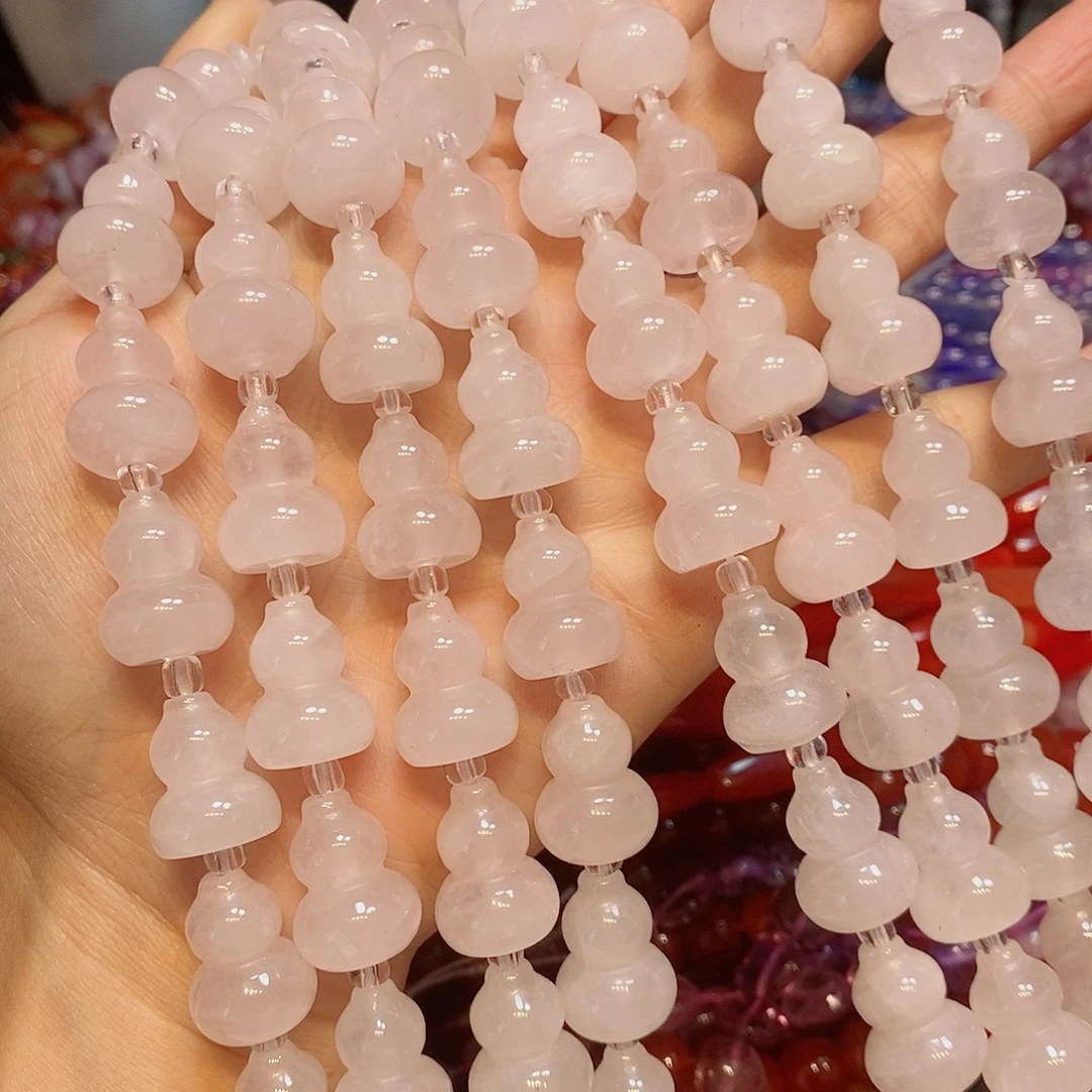 玛瑙/玉髓散珠14mm粉晶葫芦一条