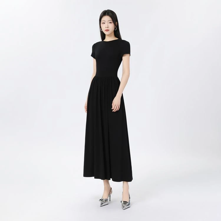 GIRDEAR/哥弟真的好气质百搭新款中长裙四季短袖连衣裙850001