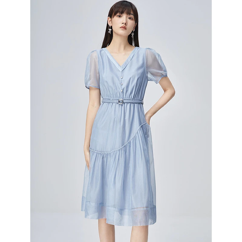 350933【韩系列】显瘦收腰雪纺连衣裙322L2152