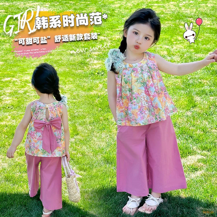 2025儿童童装夏季休闲小孩衣服简约夏季新款女童甜美短袖新款