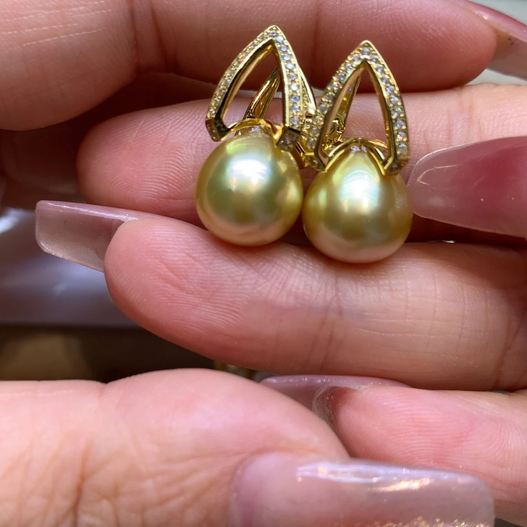 银S925镶嵌耳饰海水珍珠