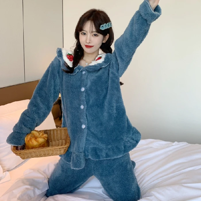 珊瑚绒睡衣女秋冬加厚可爱2025新款可外穿家居服(直播间专用链接)