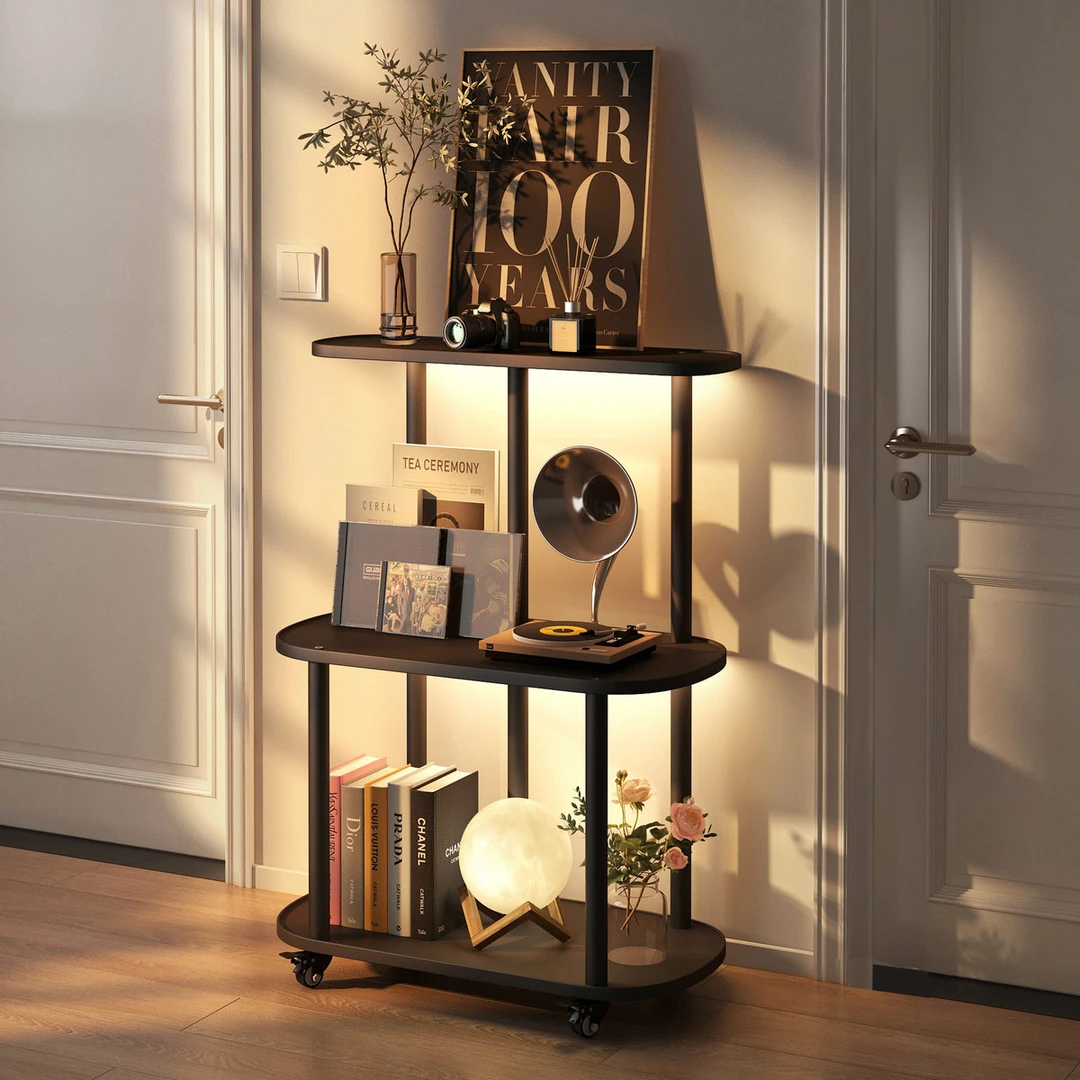 小推车置物架实木可移动收纳架家用卧室桌边客厅沙发多功能整理架