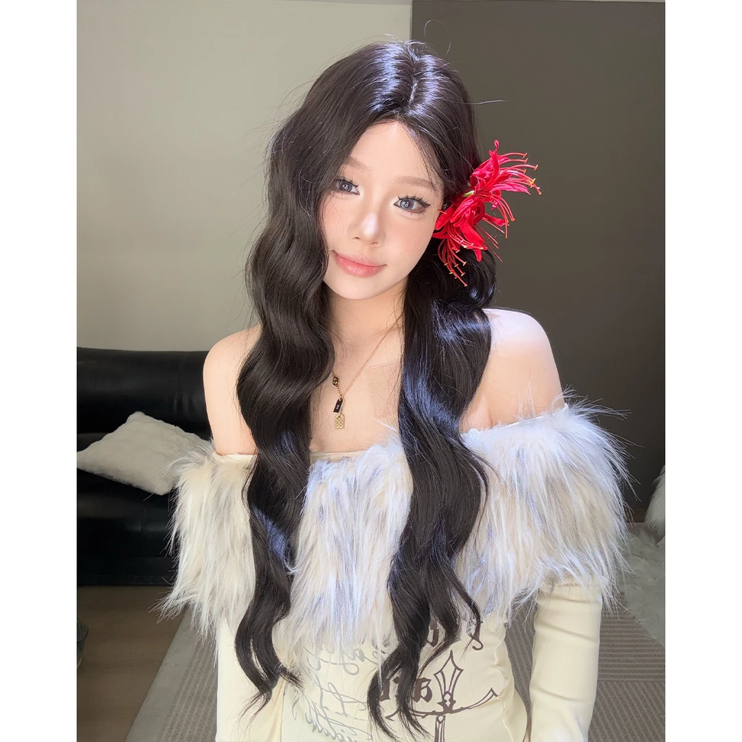 【电子蝴蝶】AG假发中分水波纹卷气质假发全头套