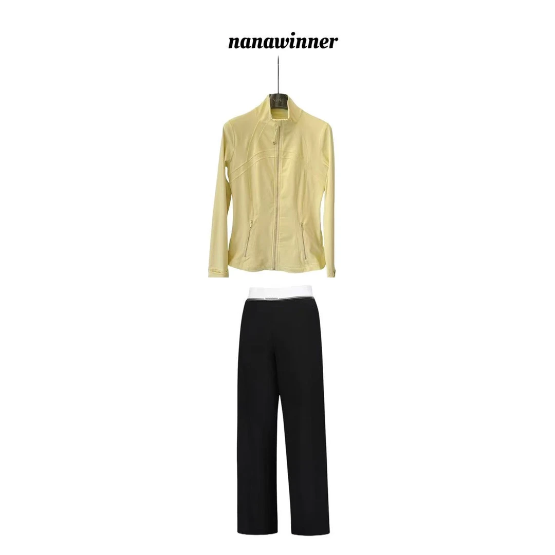 nanawinner-【迪范领款长裤套装】修身立领长袖长裤两件套秋【手洗】