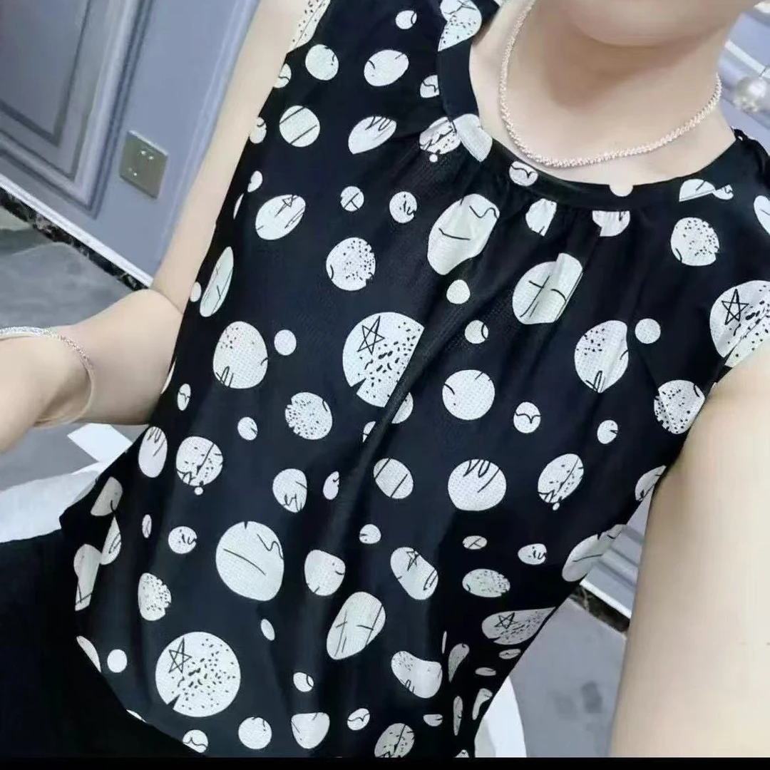 夏季新款冰丝无袖吊带背心女士时尚百搭宽松遮肉显瘦