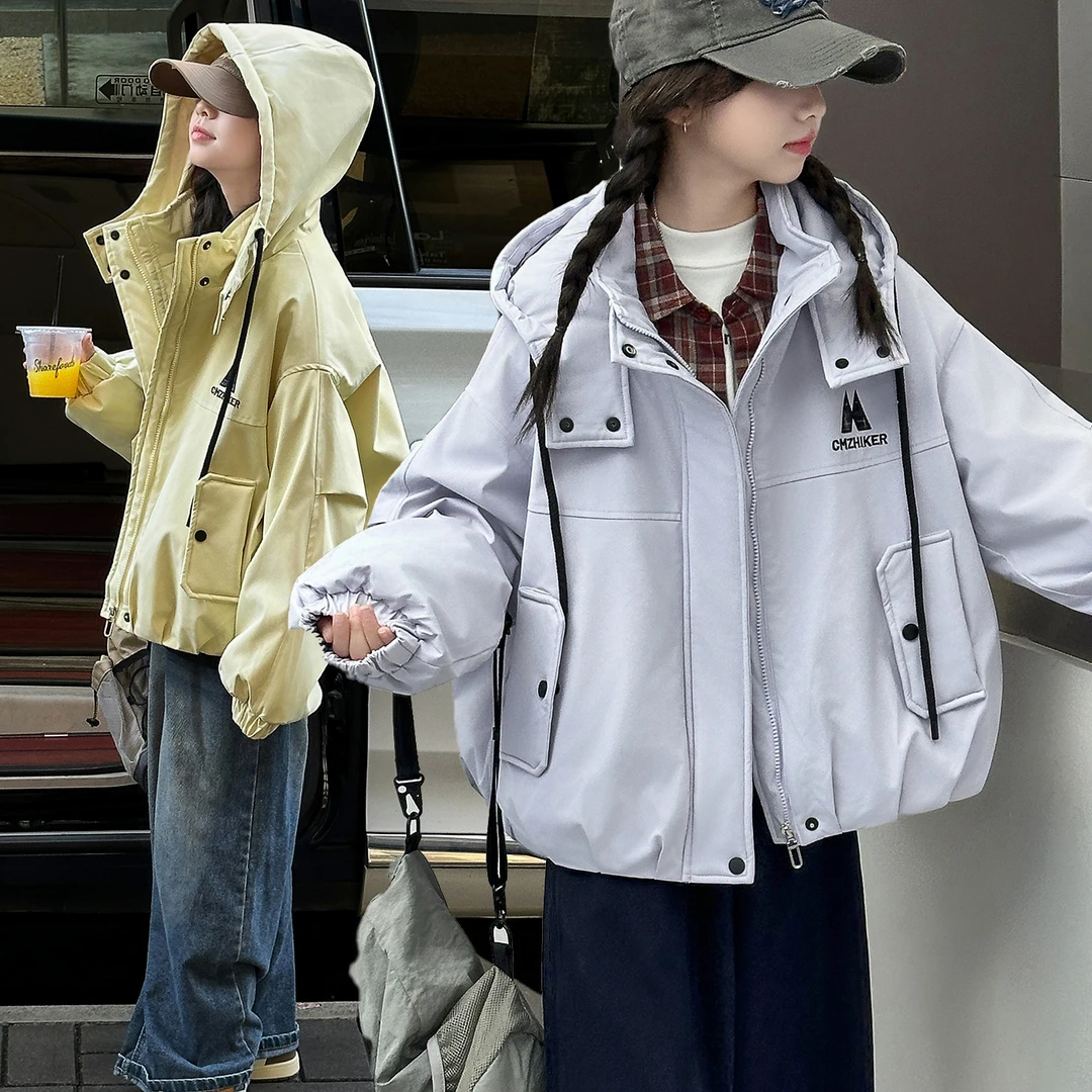 青少年女9-16岁外套秋冬加厚儿童宽松上衣休闲潮流保暖百搭冲锋衣