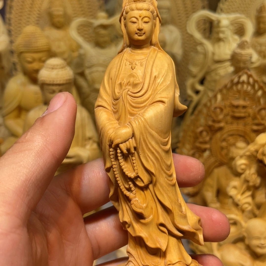 黄杨木小瑕疵念珠观音