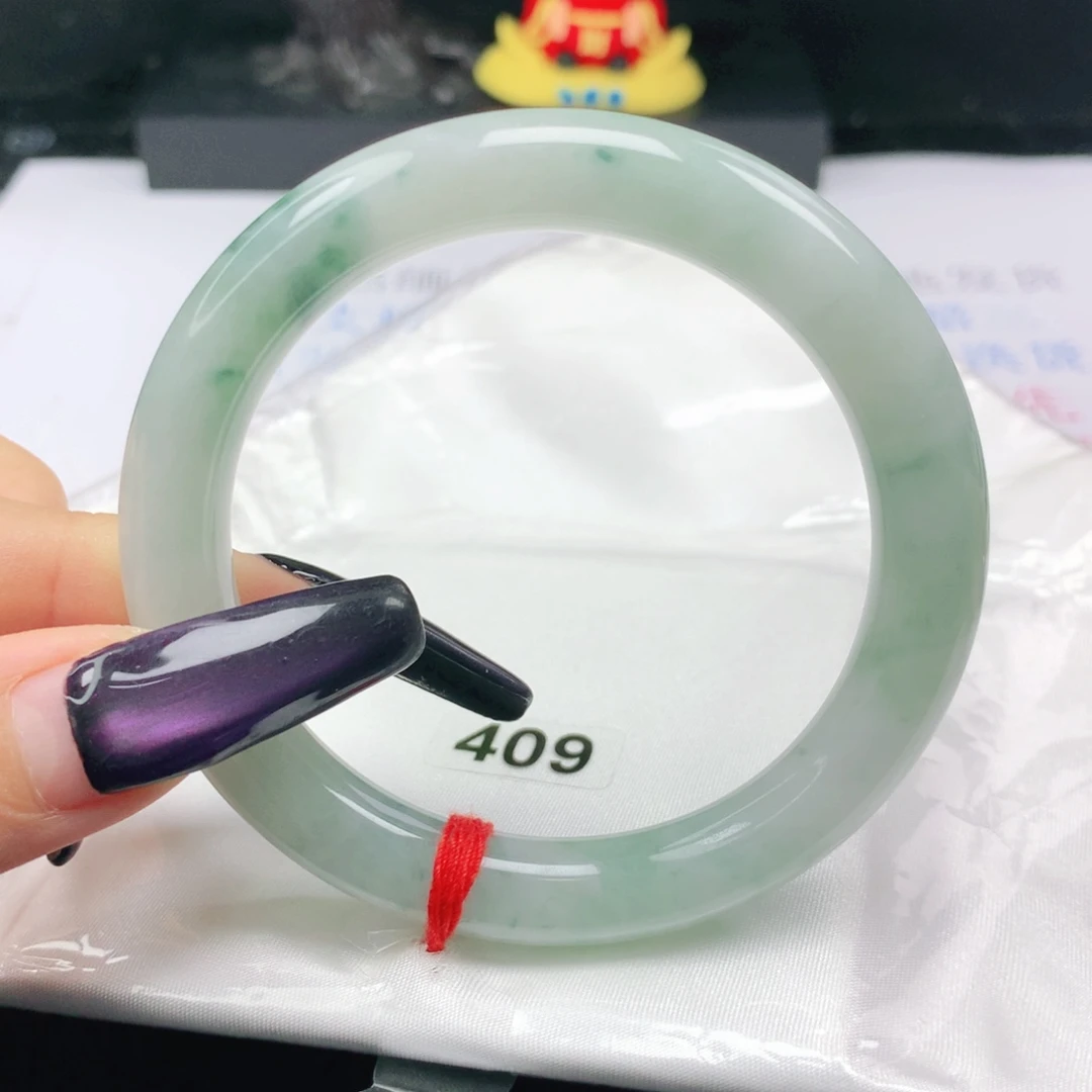 翡翠未镶嵌手镯翡翠54.7飘花美人条