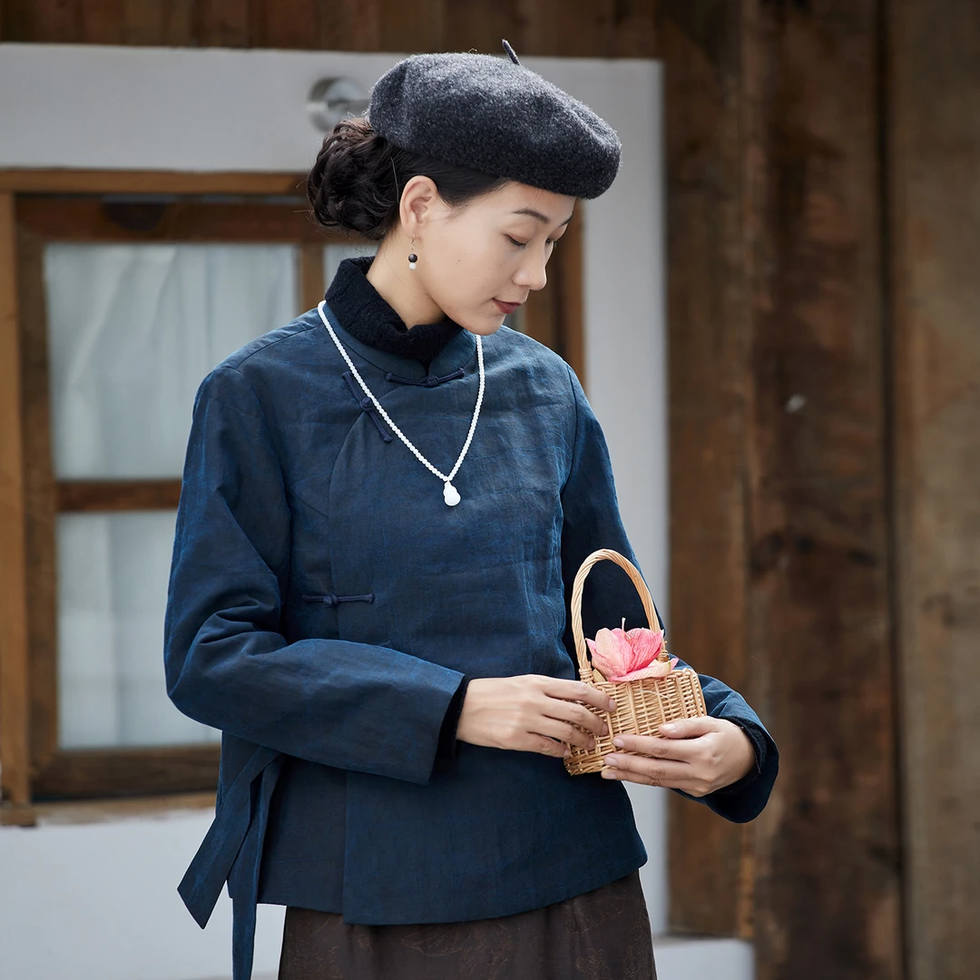 布小匠原创设计桑蚕丝龟纹香云纱外套棉衣女2025新款冬季轻薄棉服