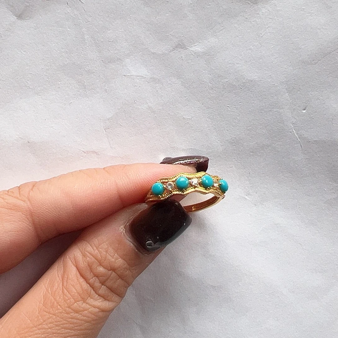 银S925镶嵌绿松石戒指