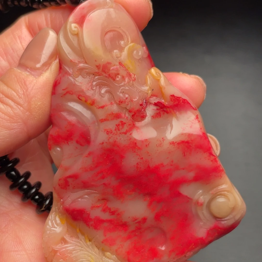 鸡血石鸡血石手把件摆件