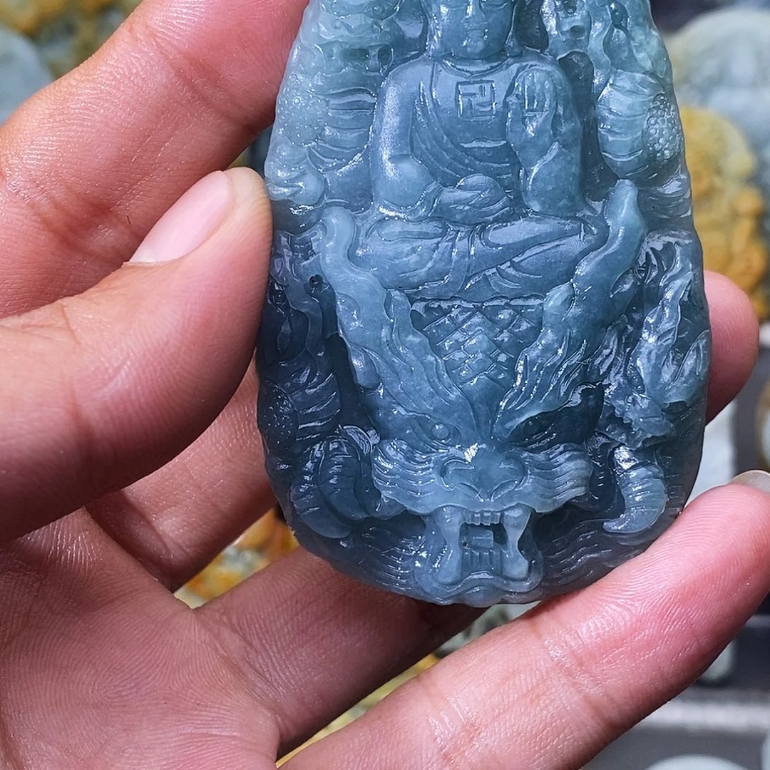 石***运定制翡翠未镶嵌守护神抖音基地发货 买断抛光3天
