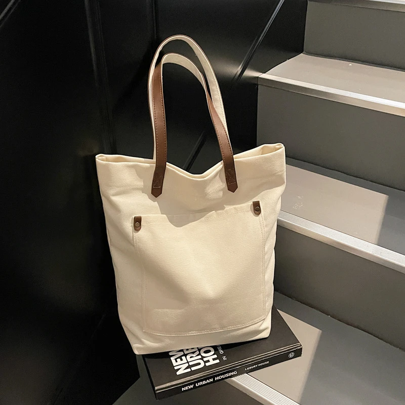 上课单肩托特包2025新款ins风大容量日系简约帆布包女手提购物袋