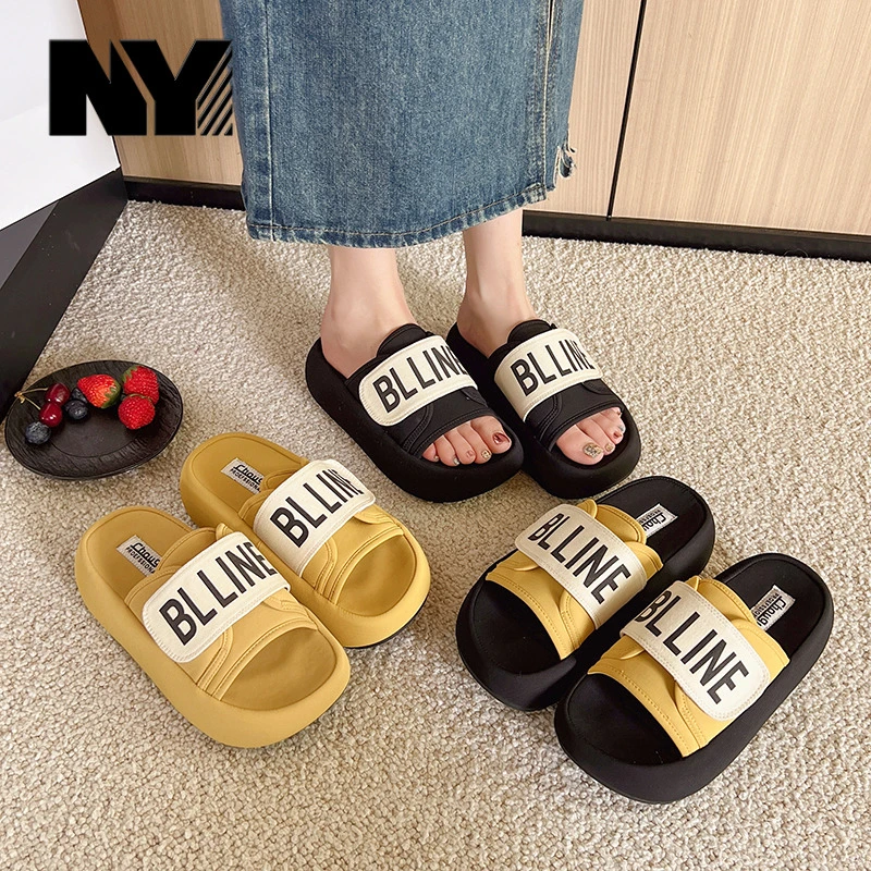 NY厚底凉拖鞋女夏外穿2025新款超火时尚高级感潮流增高沙滩凉鞋