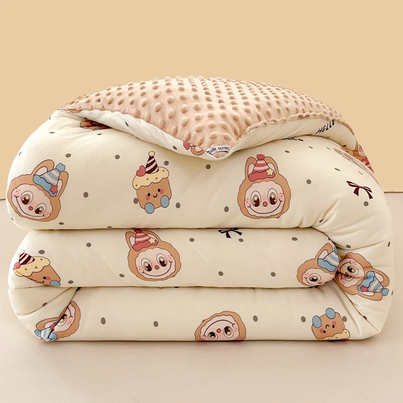 【卡通豆豆大豆被】牛奶绒针织棉大豆冬被学生冬被可爱风保暖被芯
