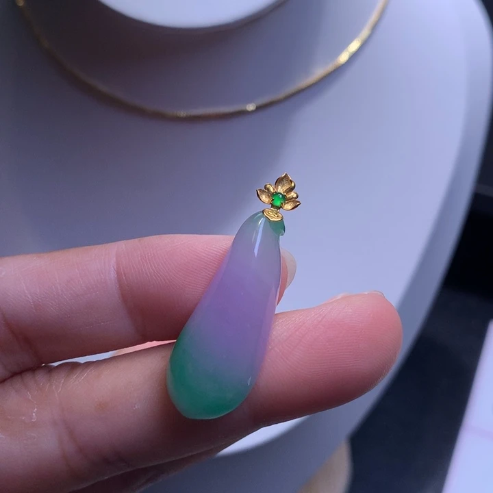 心***成缅甸翡翠镶嵌春彩福瓜