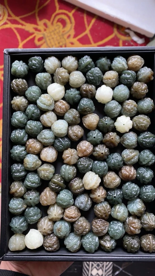 核桃单珠和田玉保真天然产品和田玉核桃配珠串16mm和田玉100%真品