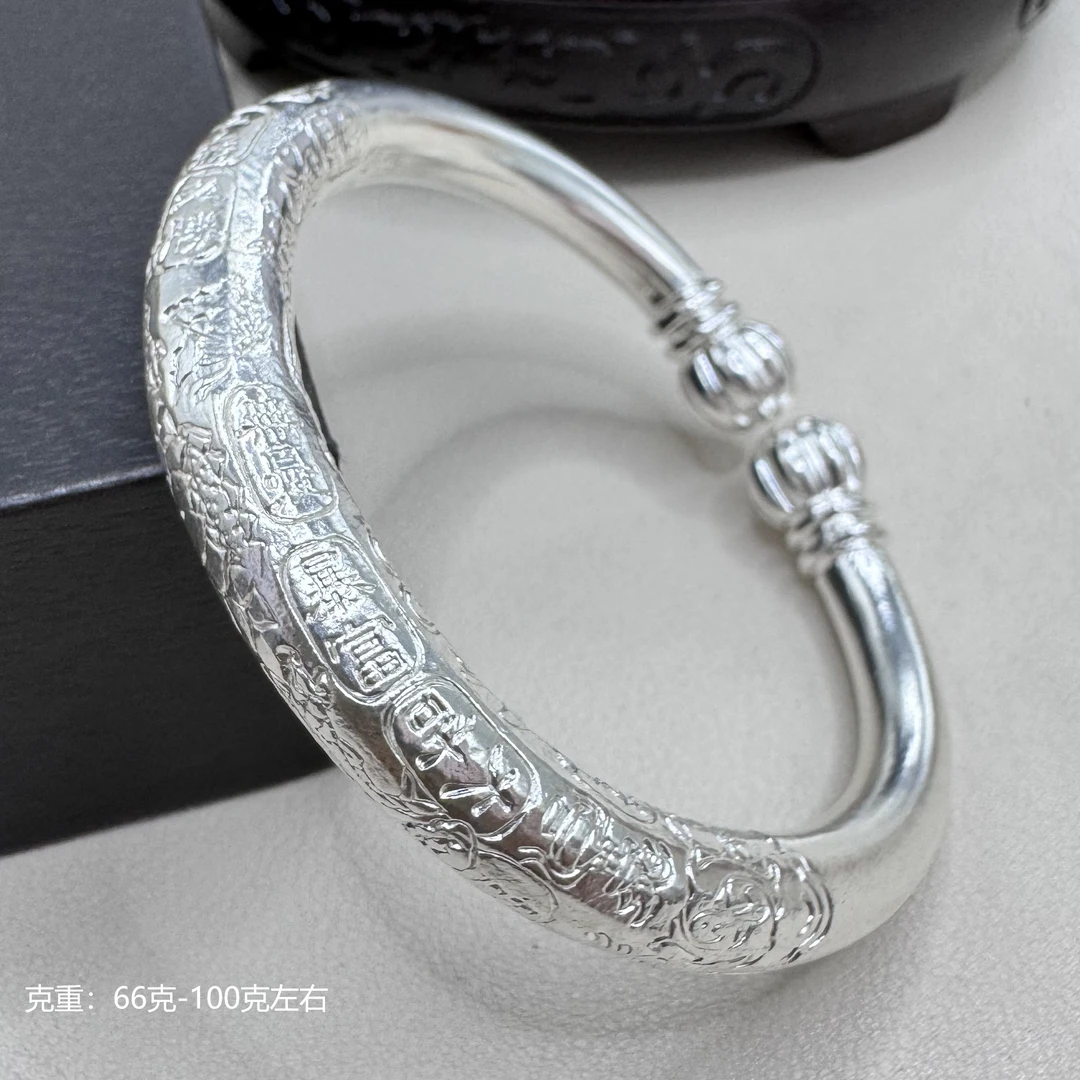 足银手镯 足银999 南瓜头吉言手镯
